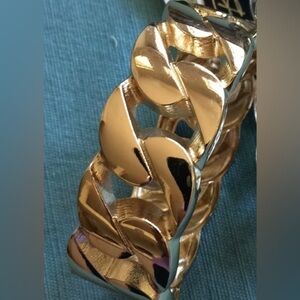 BIRCH HILL Goldtone wide cuff chunky chain bracelet classic minimalist statement